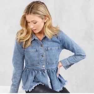 Mudpie peplum ruffle jean jacket.
